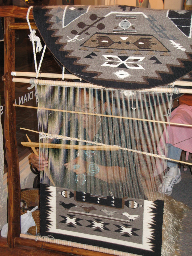 Mary H. Yazzie at her loom