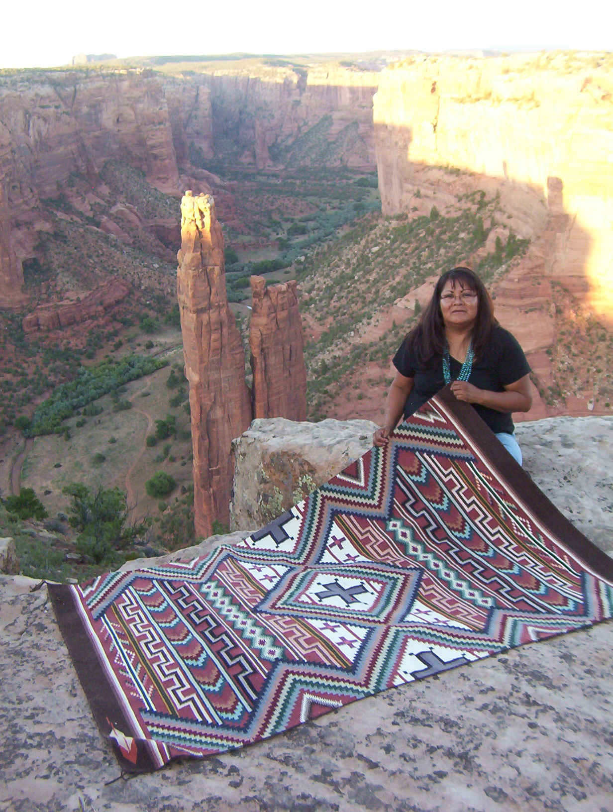 Emily Malone at Spider Rock with her Burntwater Transitional 