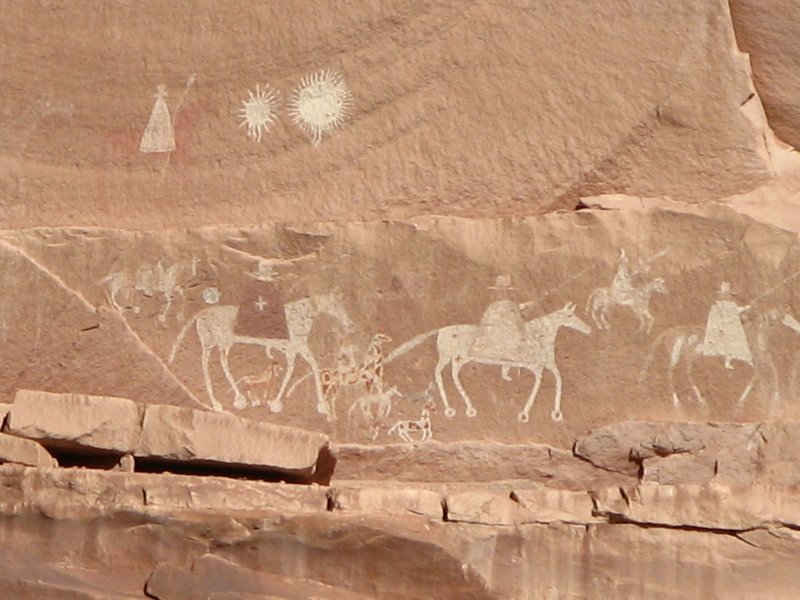 The Spanish Mural in Canyon de Chelly was painted by Navajo inhabitants.  