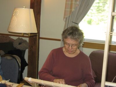 Betsy Wing with her handmade frame. img_3290-1.jpg