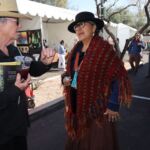 Tahniibaa Natani created her shawl using a triangular loom, commercial bulky yarns and her own Navajo-Churro roving.